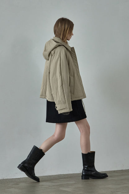 Minimal Hooded Padded Jacket_beige
