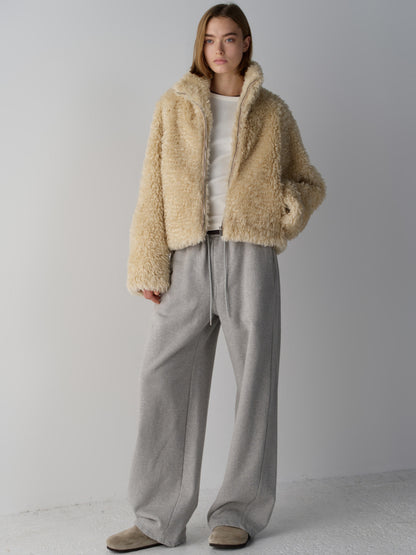 Curved Warm Sweatpants_melange grey