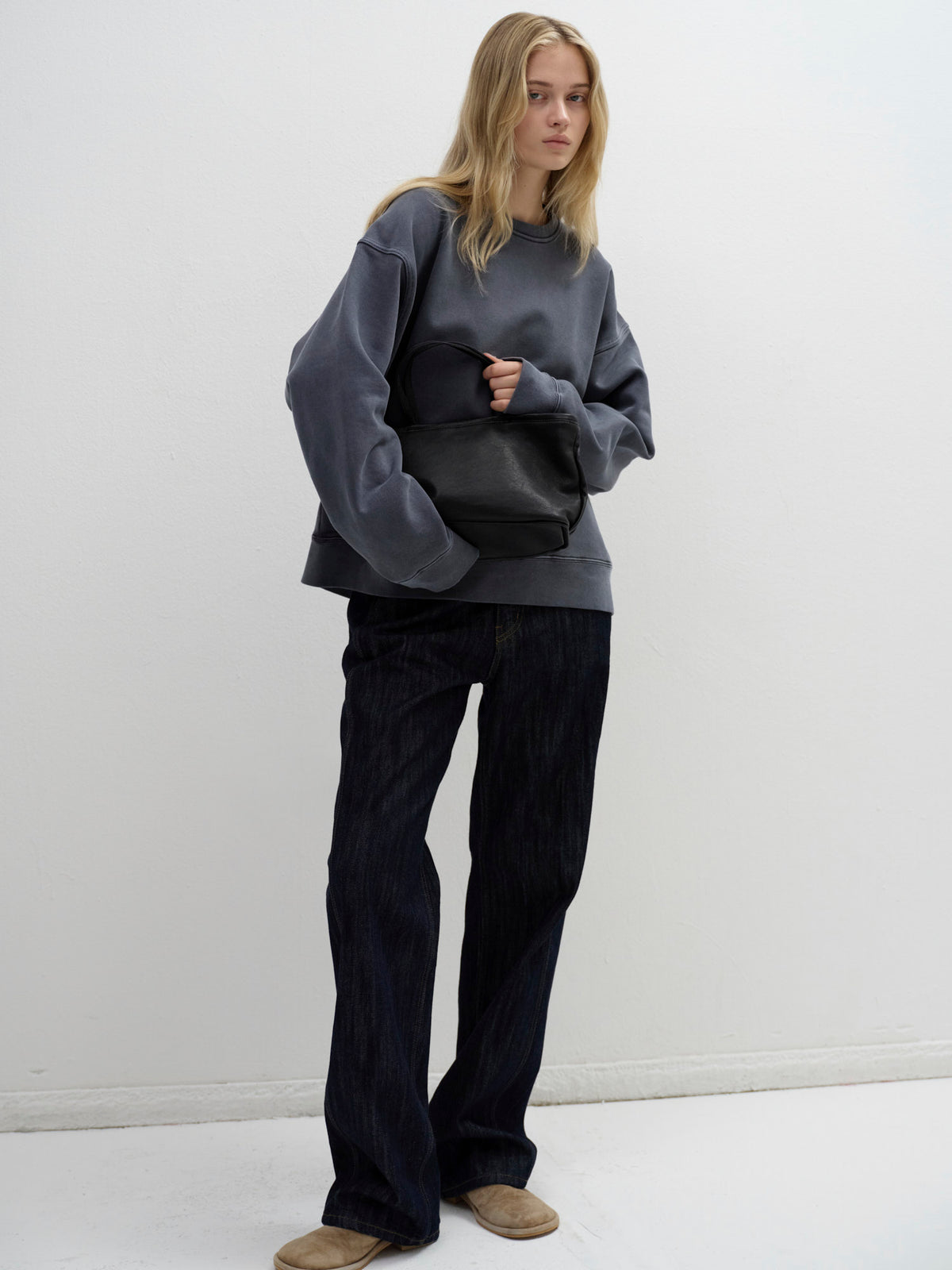 Breeze Washed Leather Tote Bag_Black