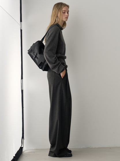 [11/25 Pre-order] Merino Wool Mock Neck Knit_charcoal