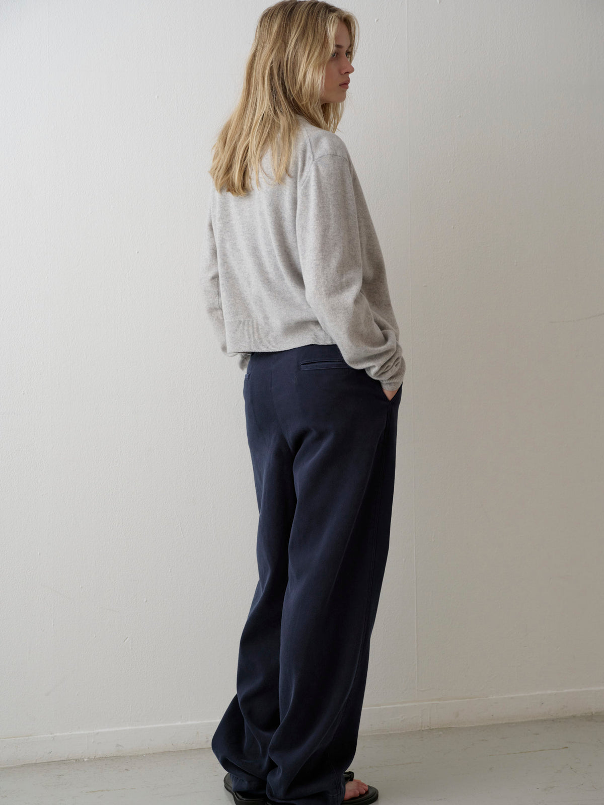Washed Cotton Straight Pants_navy