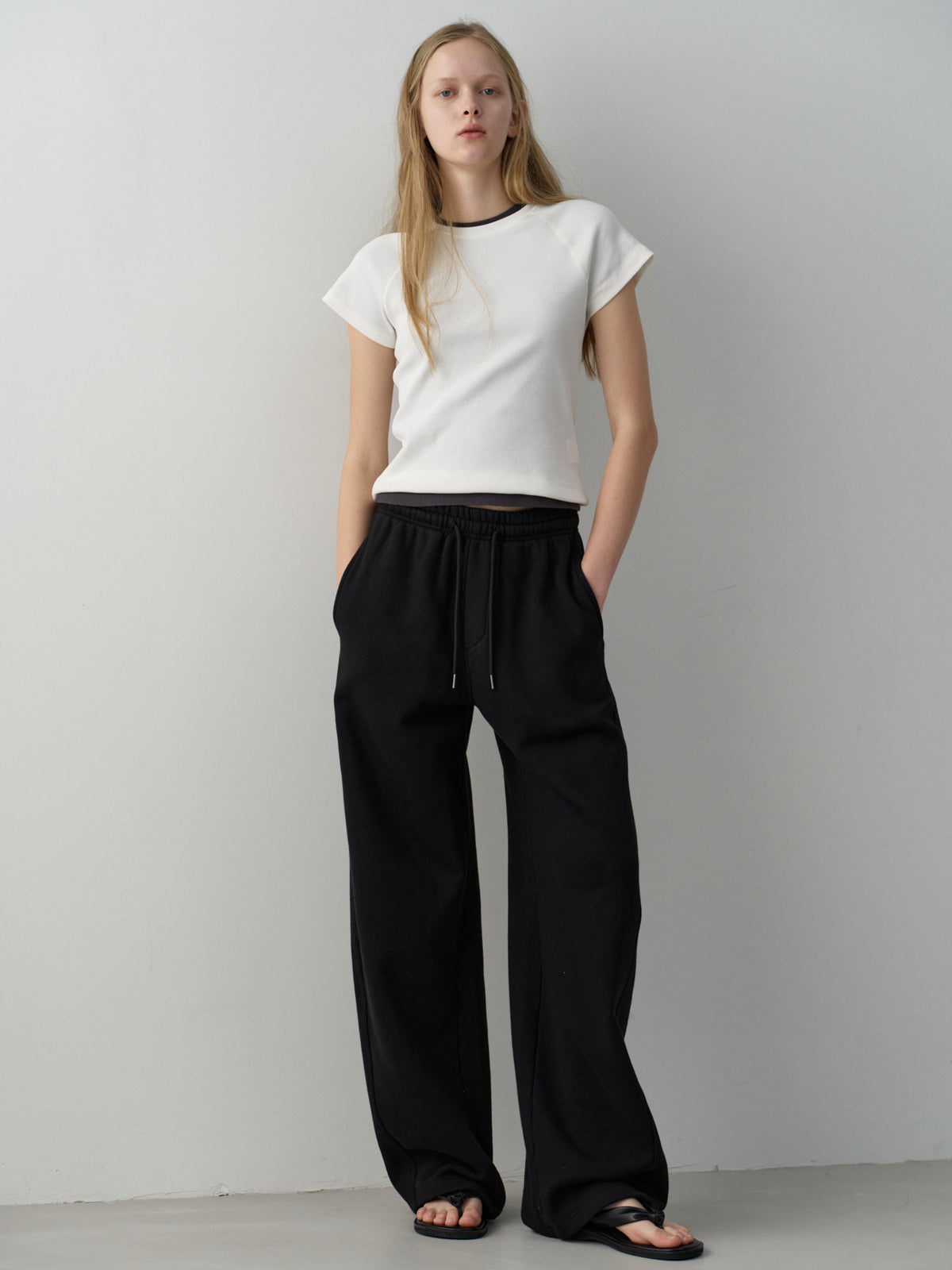 Curved Sweat Pants_black