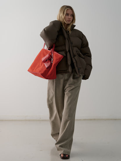 Goose down button puffer_brown