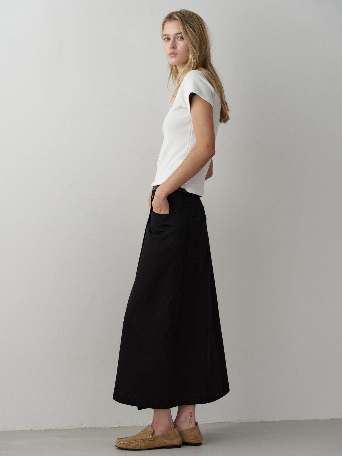 Cotton Wrap Skirt_black