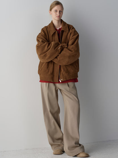 Oversized Fit Suede Shearling Blouson_camel