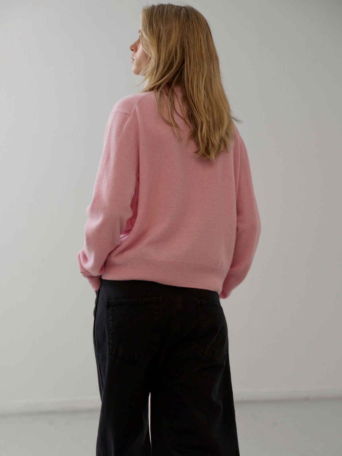 Essential V-neck Knit_fog pink