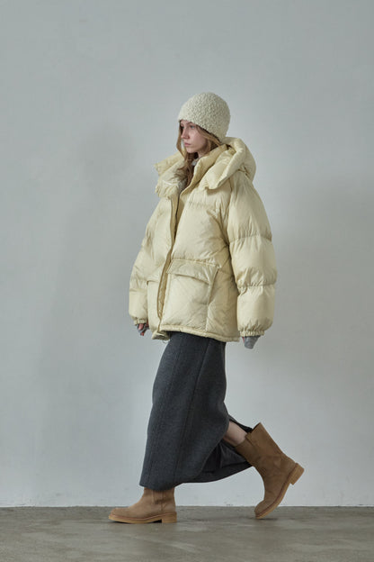 Goose Down Half Padded Coat_butter