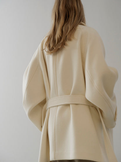 Cashmere Belted Half Coat_ivory