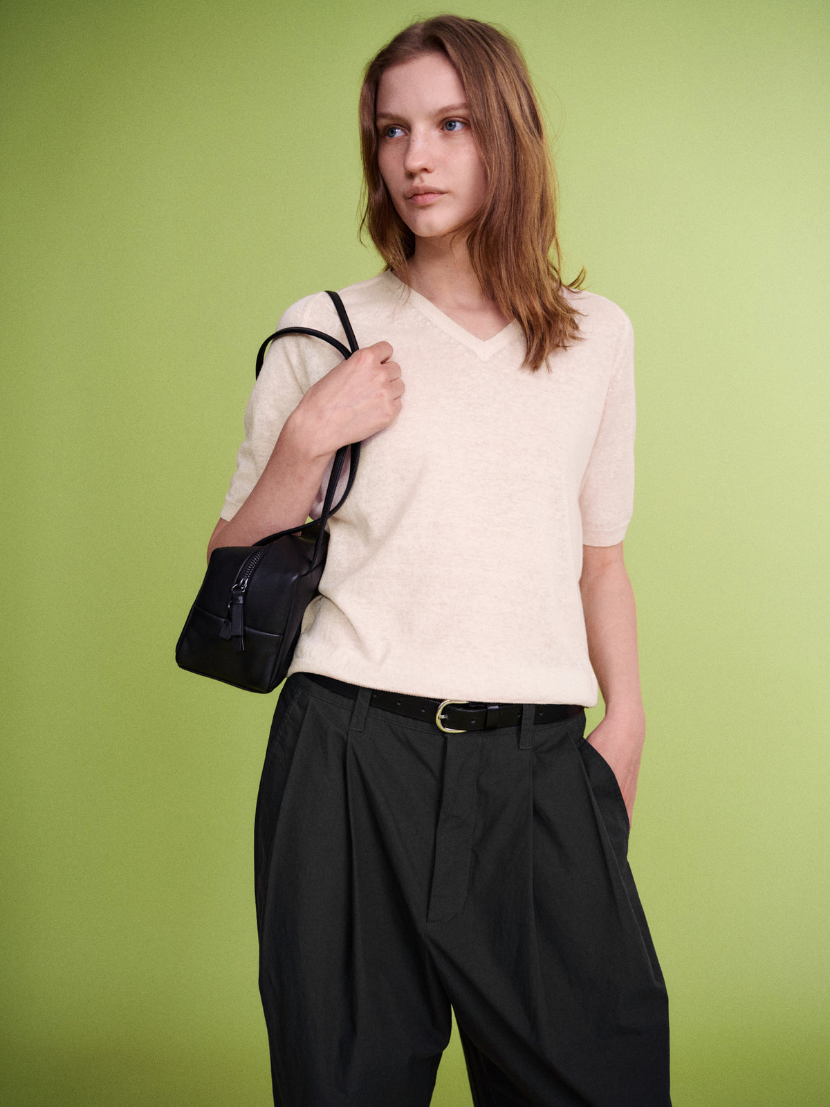 Vintage Cotton Two-Tuck Wide Pants_charcoal