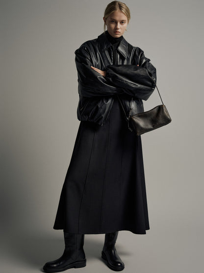 Leather Bomber Jacket_black