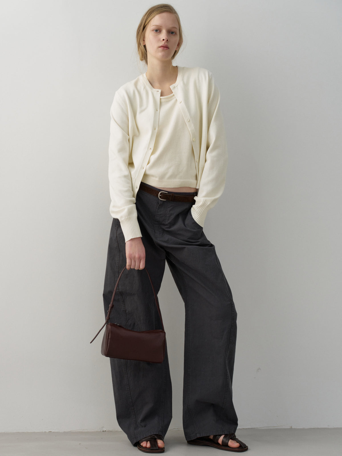 Cotton Minimal Cardigan_ivory