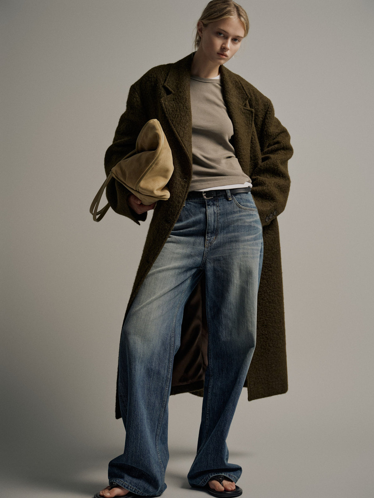 Lama Wool Single Coat_khaki