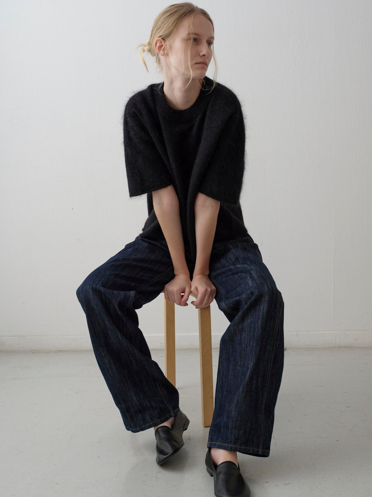 Mohair Half Sleeve Sweater_black