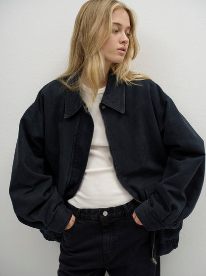 Overfit Vintage Cotton Blouson_Blue Charcoal