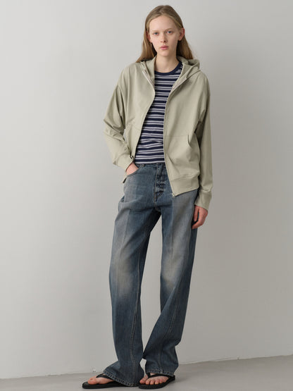 Cotton Light Hooded Zip-up_sage