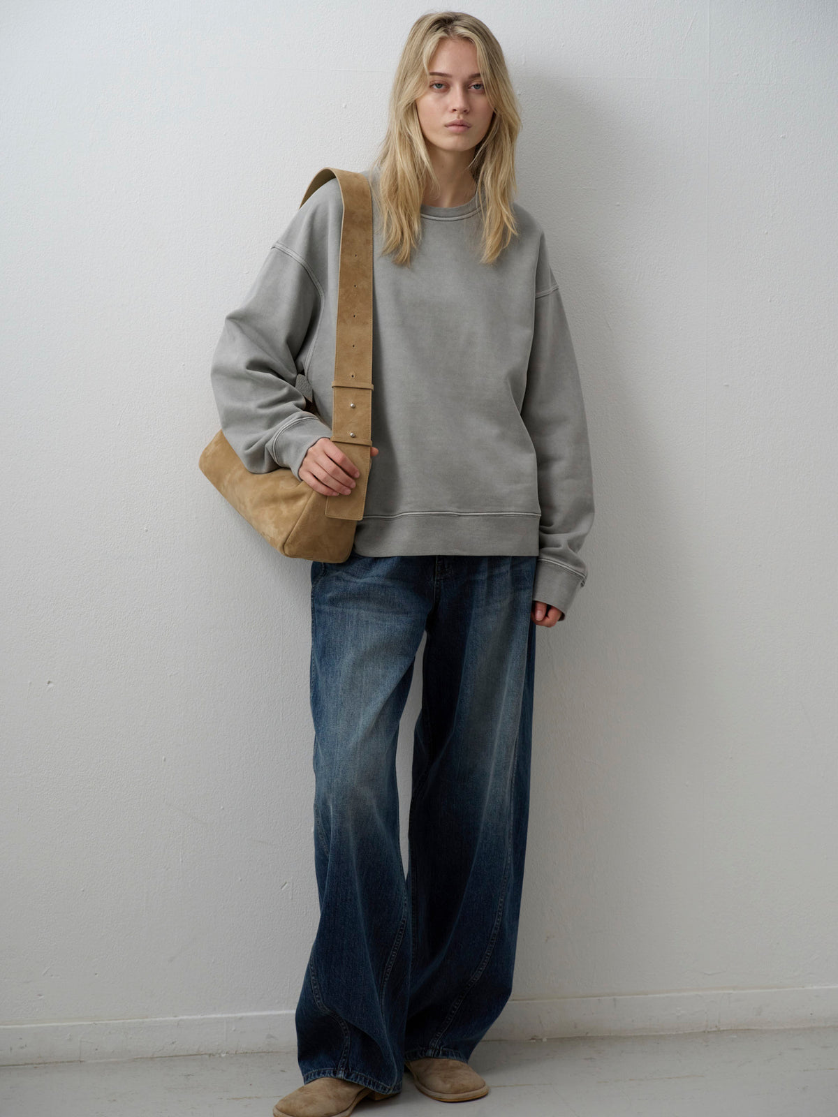 Oversized Fit Pigment Sweatshirt_grey