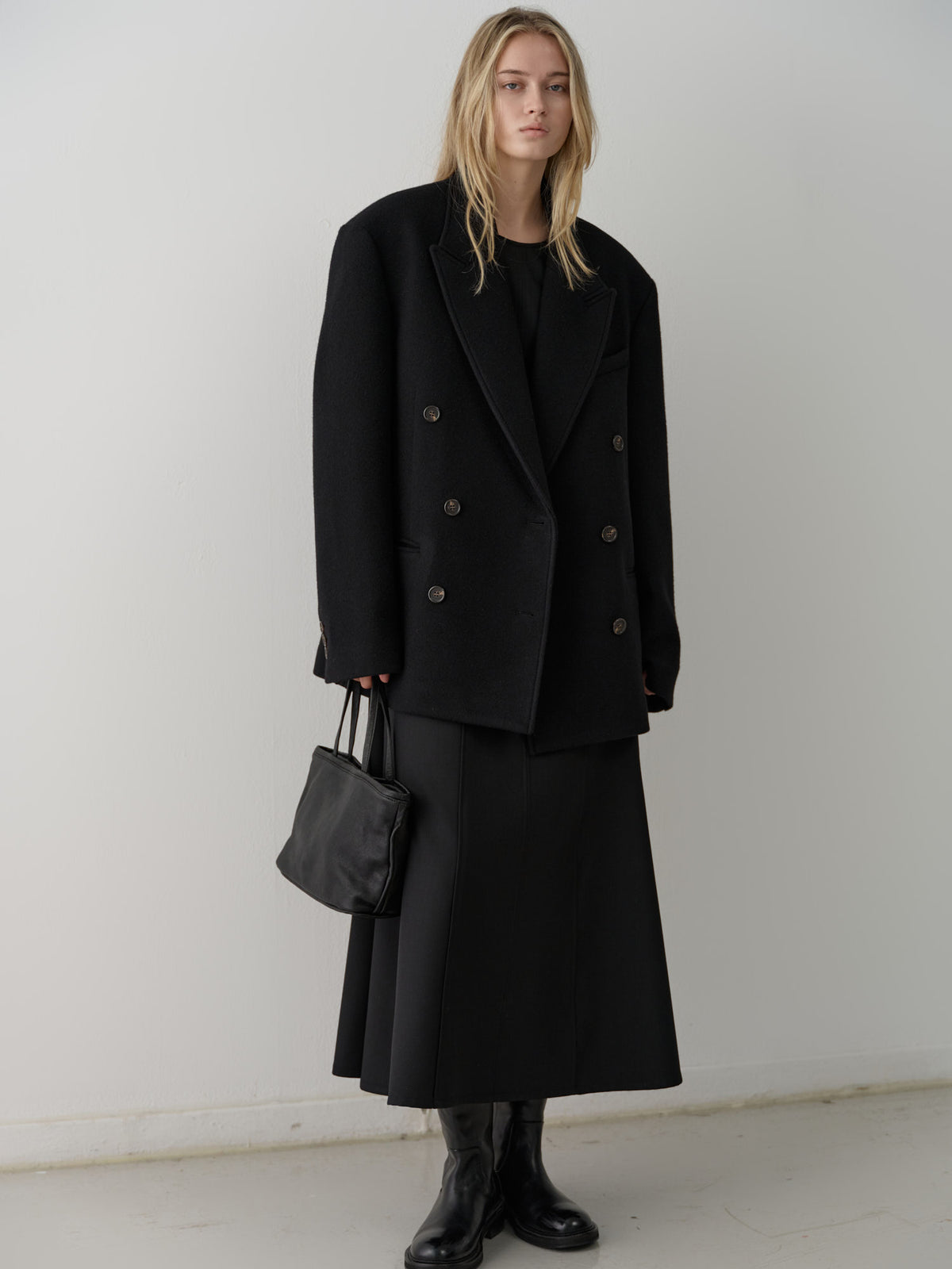 Cashmere Double Half Coat_black