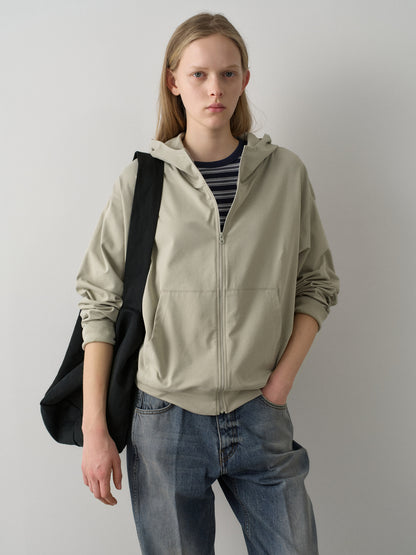 Cotton Light Hooded Zip-up_sage
