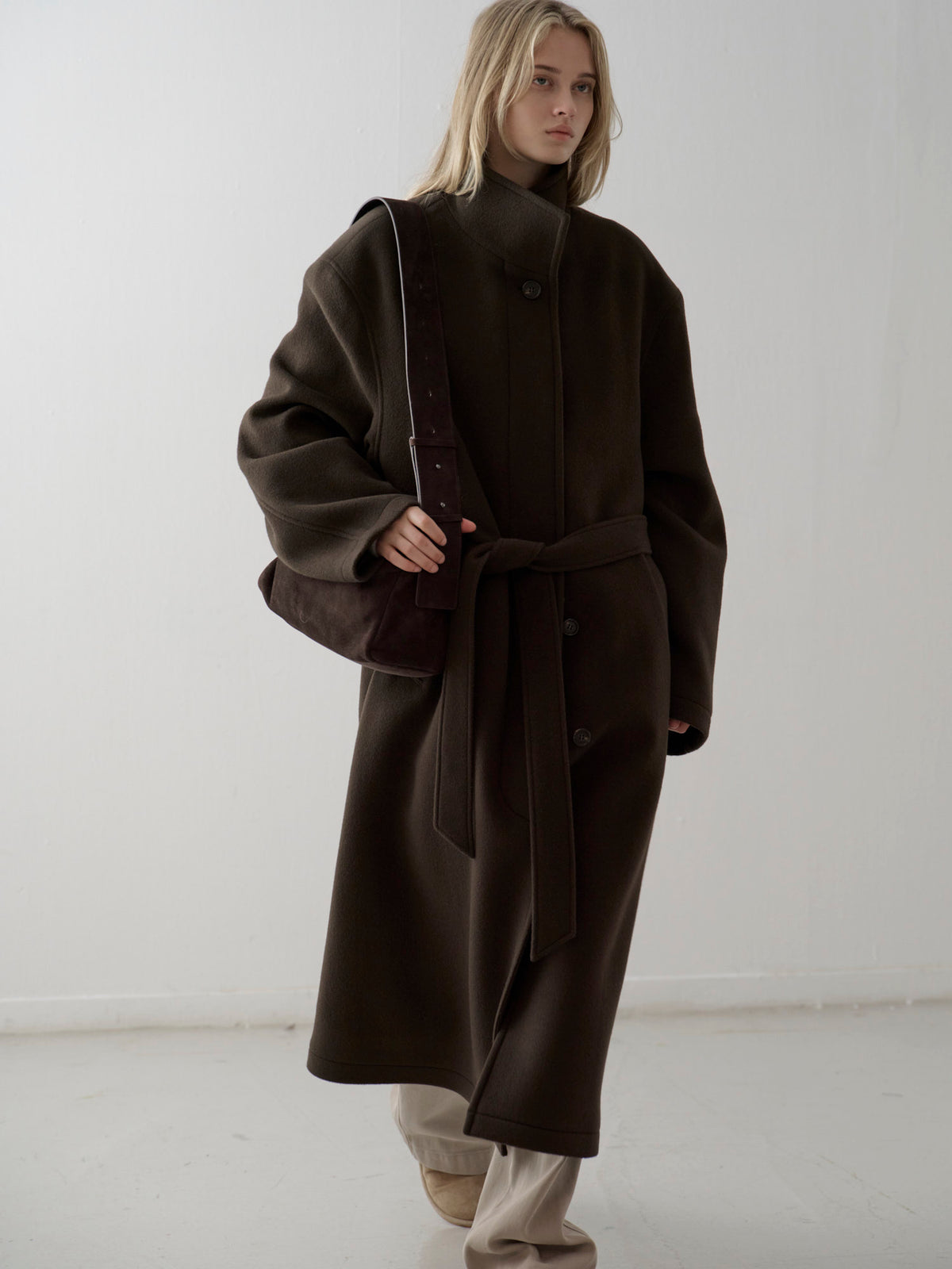 Cashmere High-neck Coat_dark brown