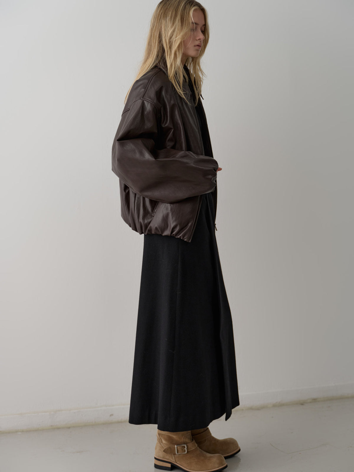 Leather Bomber Jacket_brown