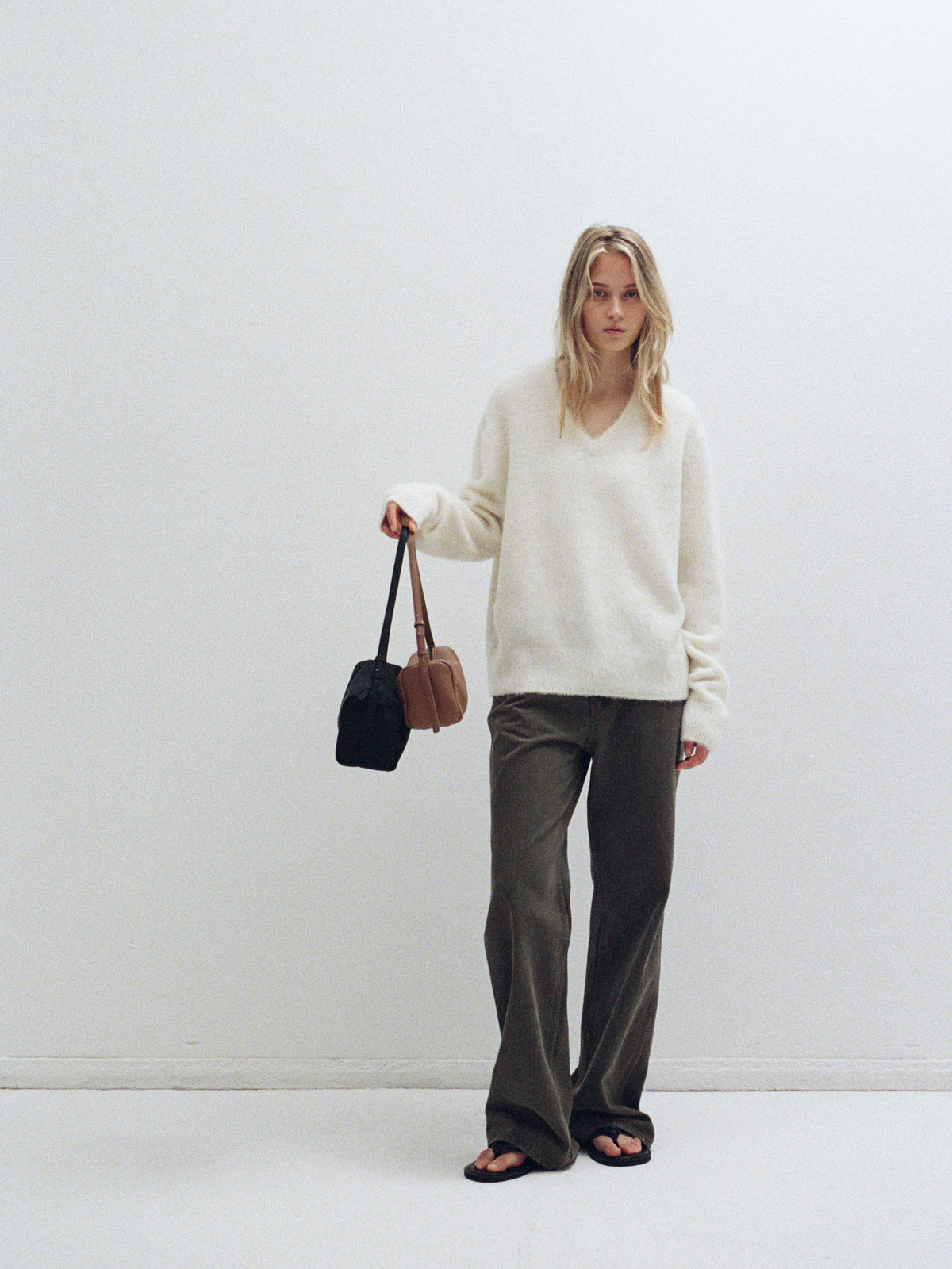 Striped Straight Denim_khaki