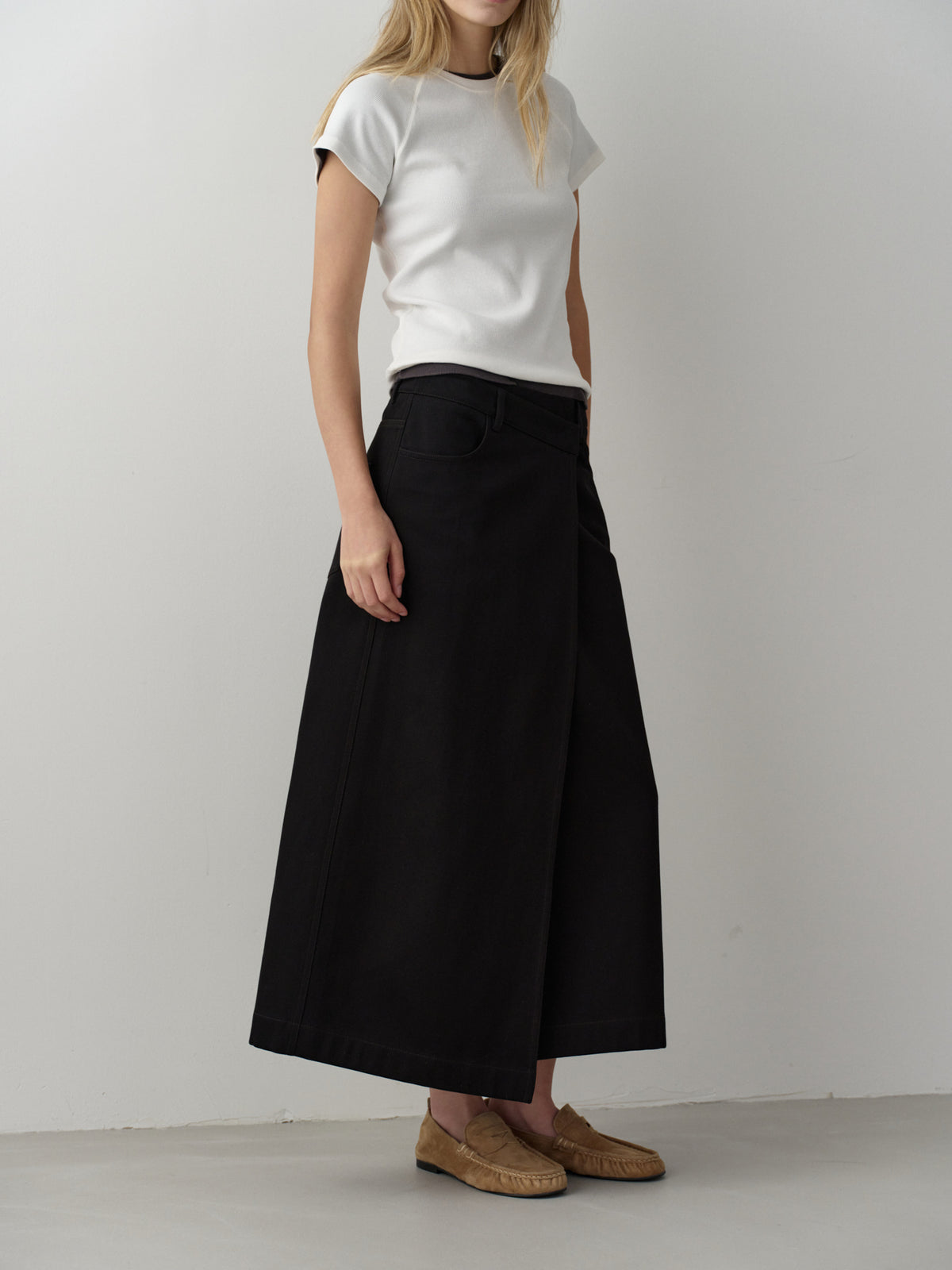 Cotton Wrap Skirt_black