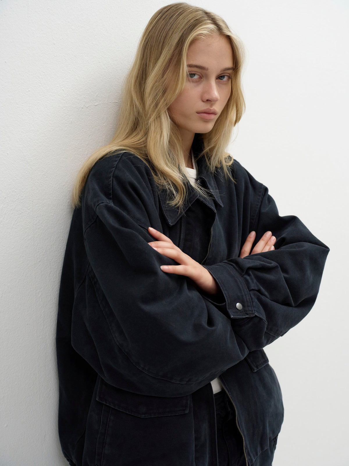 Overfit Vintage Cotton Blouson_Blue Charcoal