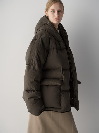 Goose Down Hooded Puffer_brown