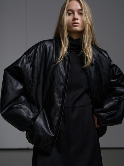 Leather Bomber Jacket_black