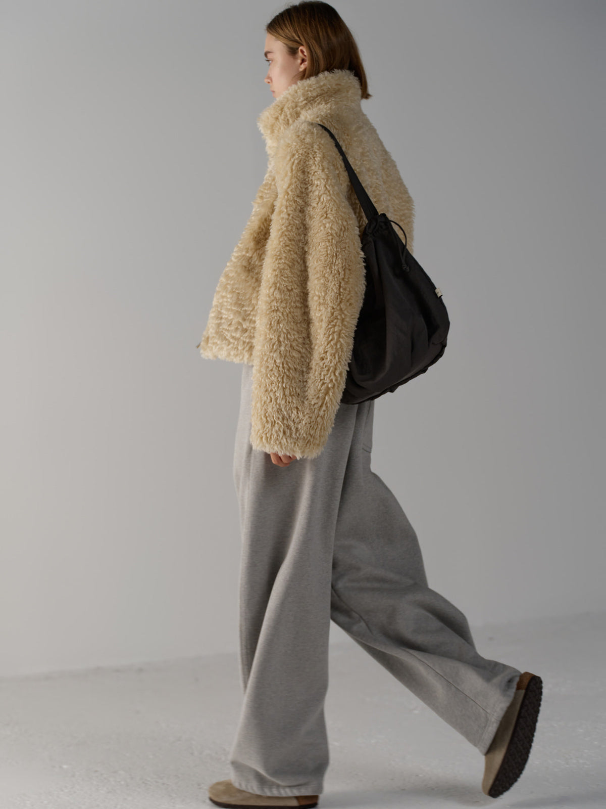High-neck fur jumper_cream