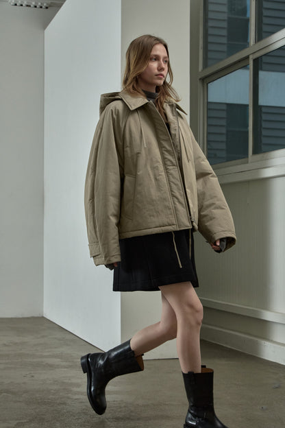 Minimal Hooded Padded Jacket_beige