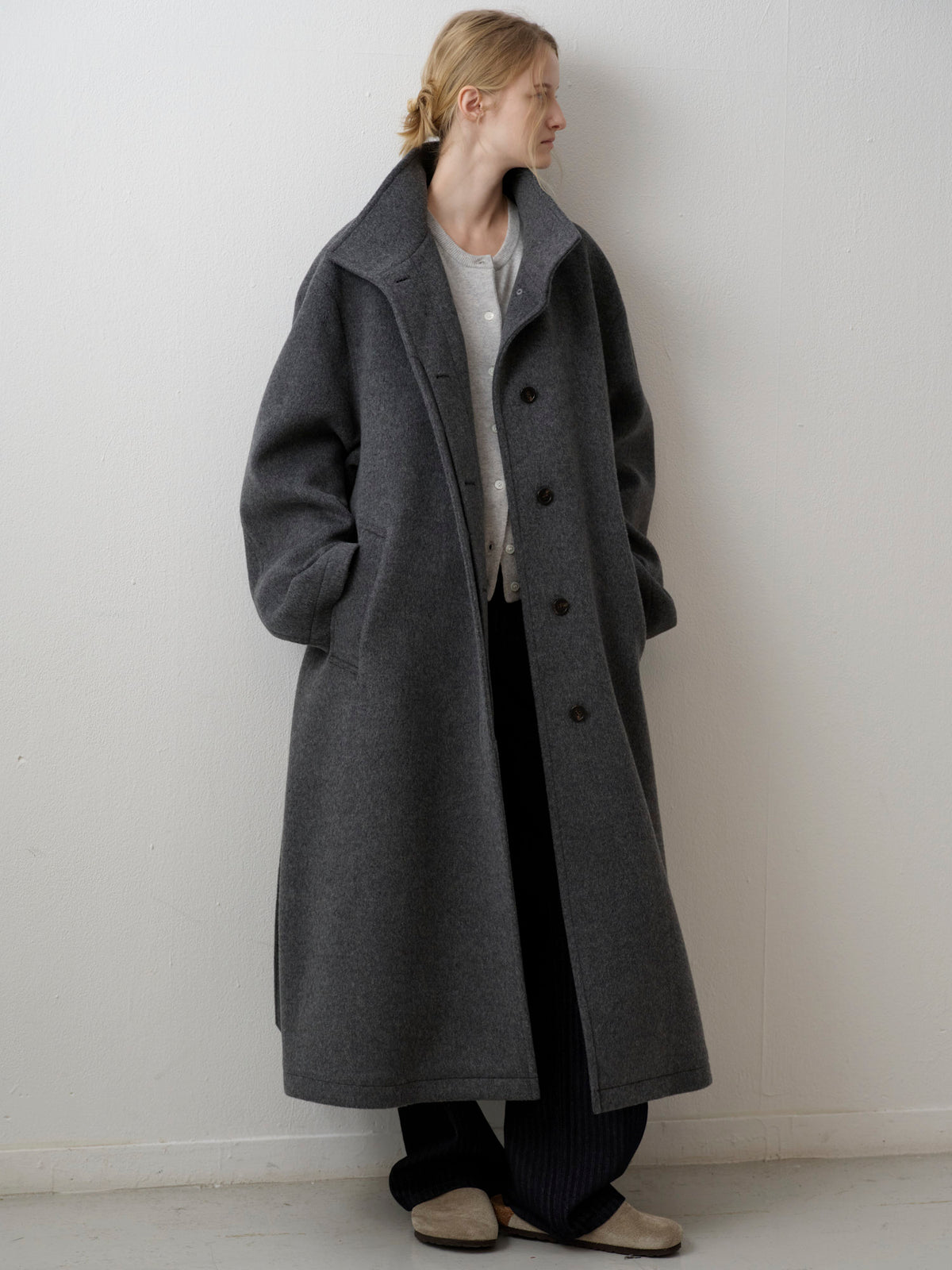 Cashmere High-neck Coat_charcoal