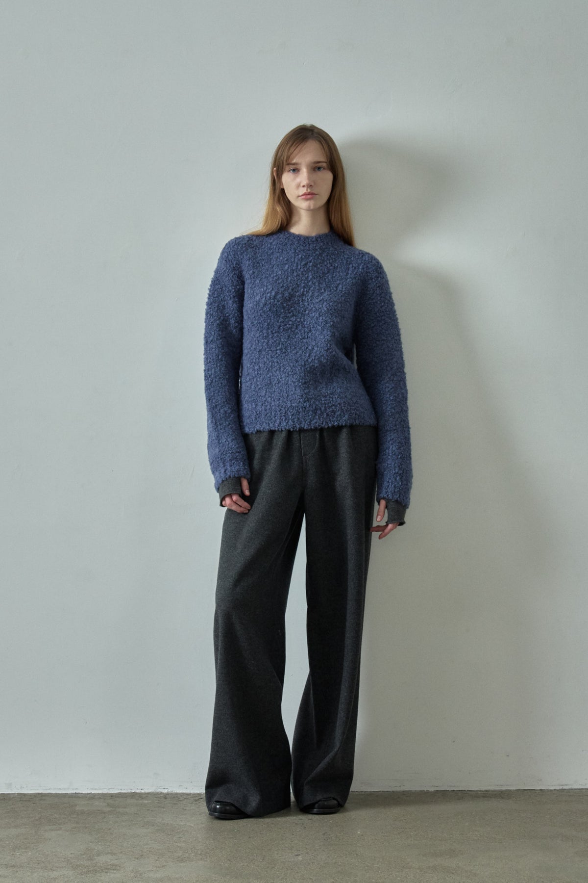 Relaxed Wool Banding Pants_dark charcoal