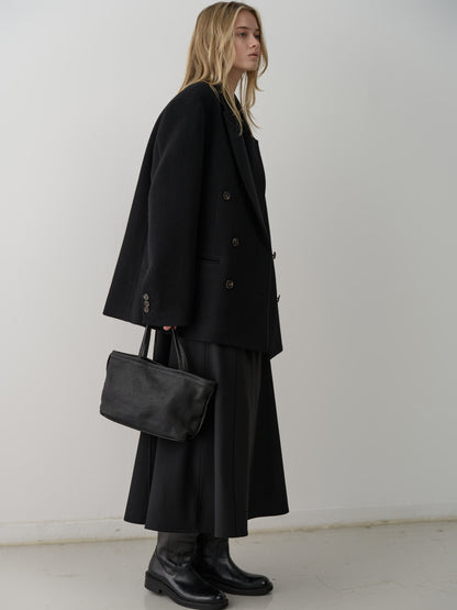 Cashmere Double Half Coat_black