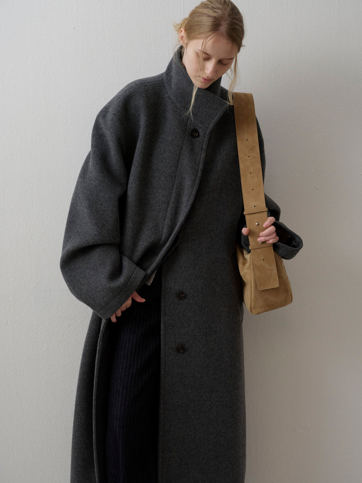 Cashmere High-neck Coat_charcoal