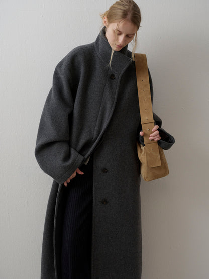 Cashmere High-neck Coat_charcoal
