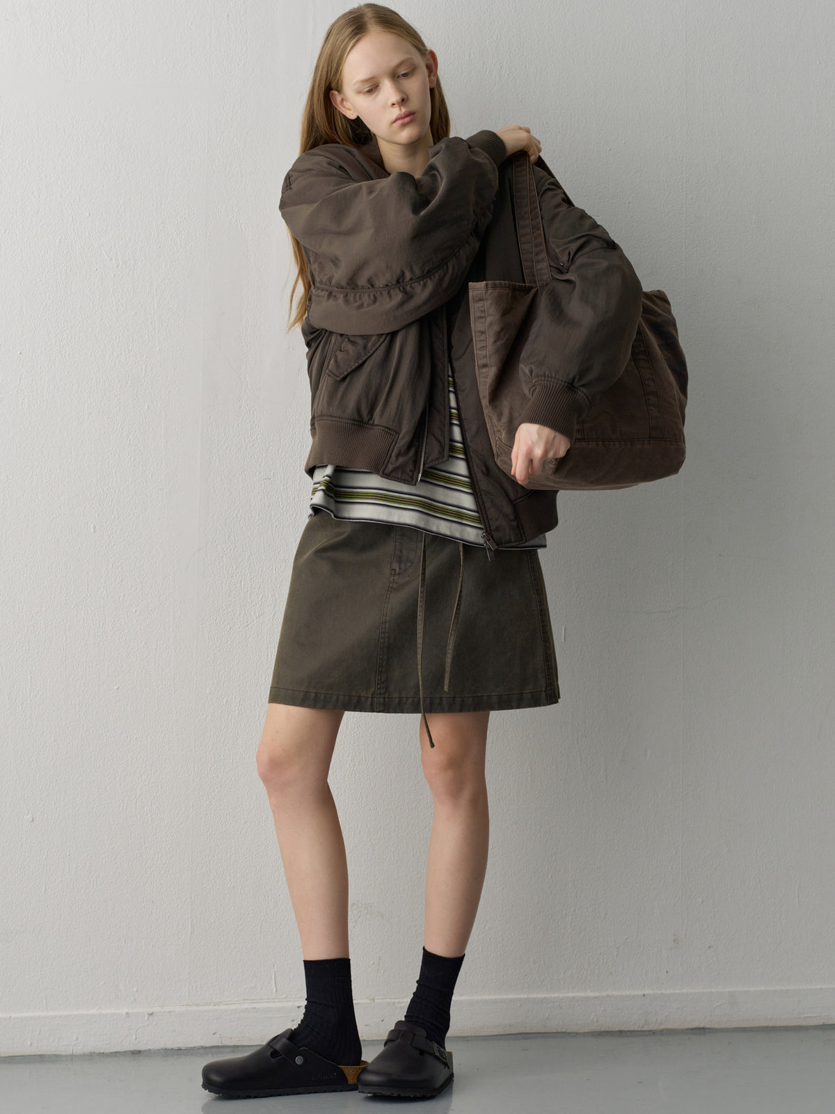 Oversized Bomber Jacket_brown