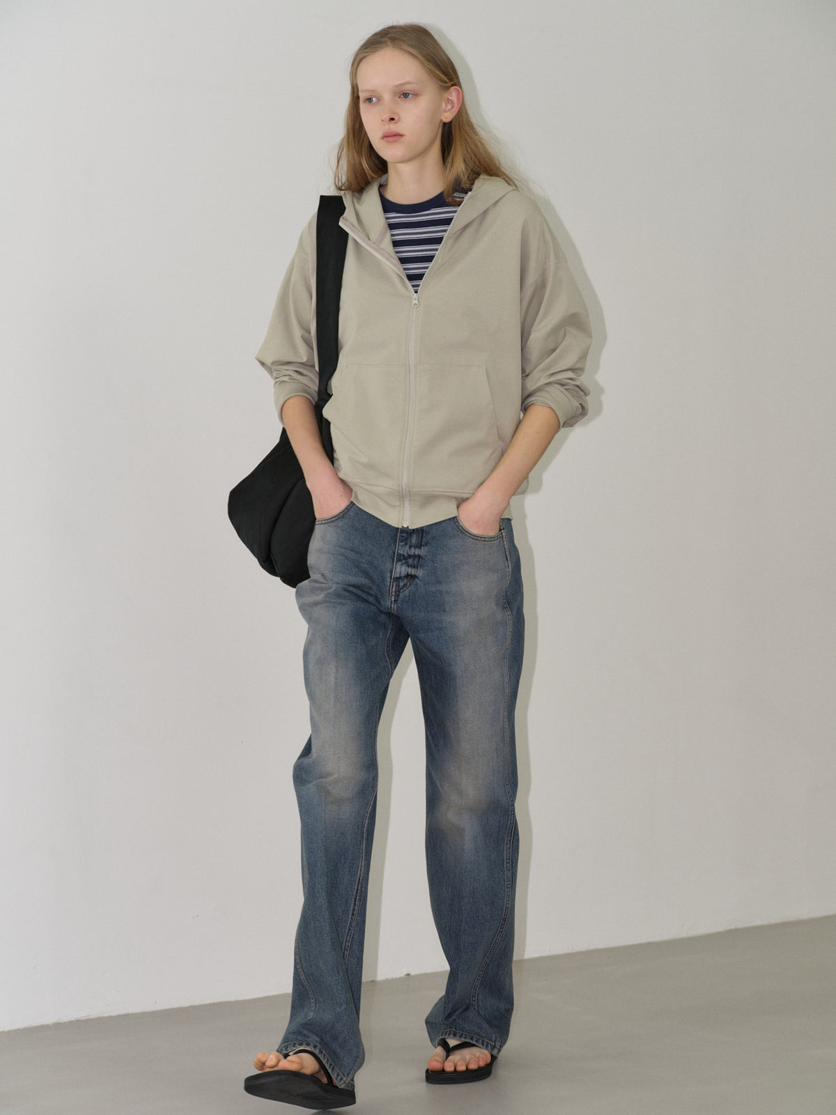 Cotton Light Hooded Zip-up_sage