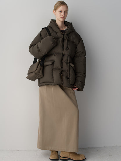 Classic Cotton Two-Tuck Skirt_olive beige