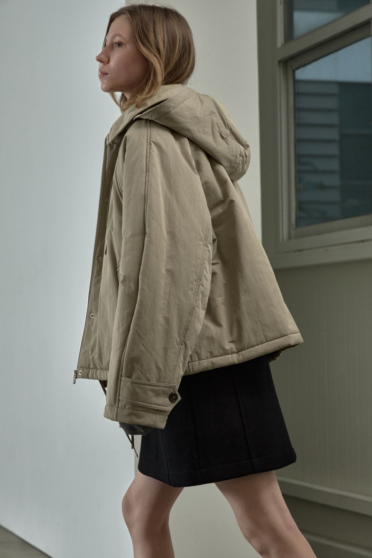Minimal Hooded Padded Jacket_beige