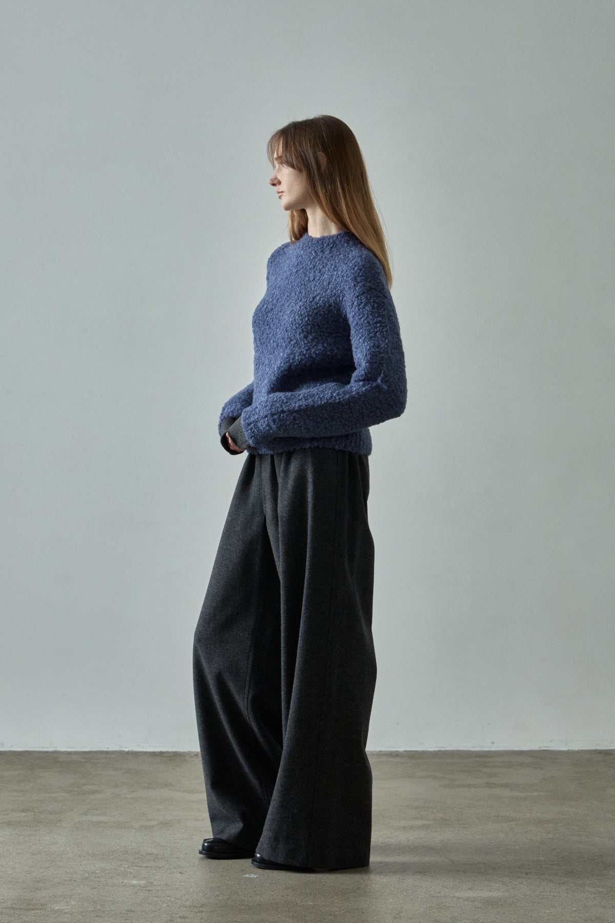 Relaxed Wool Banding Pants_dark charcoal