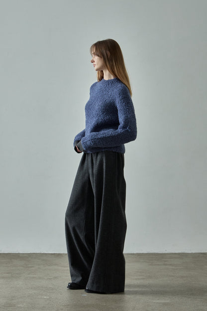 Relaxed Wool Banding Pants_dark charcoal