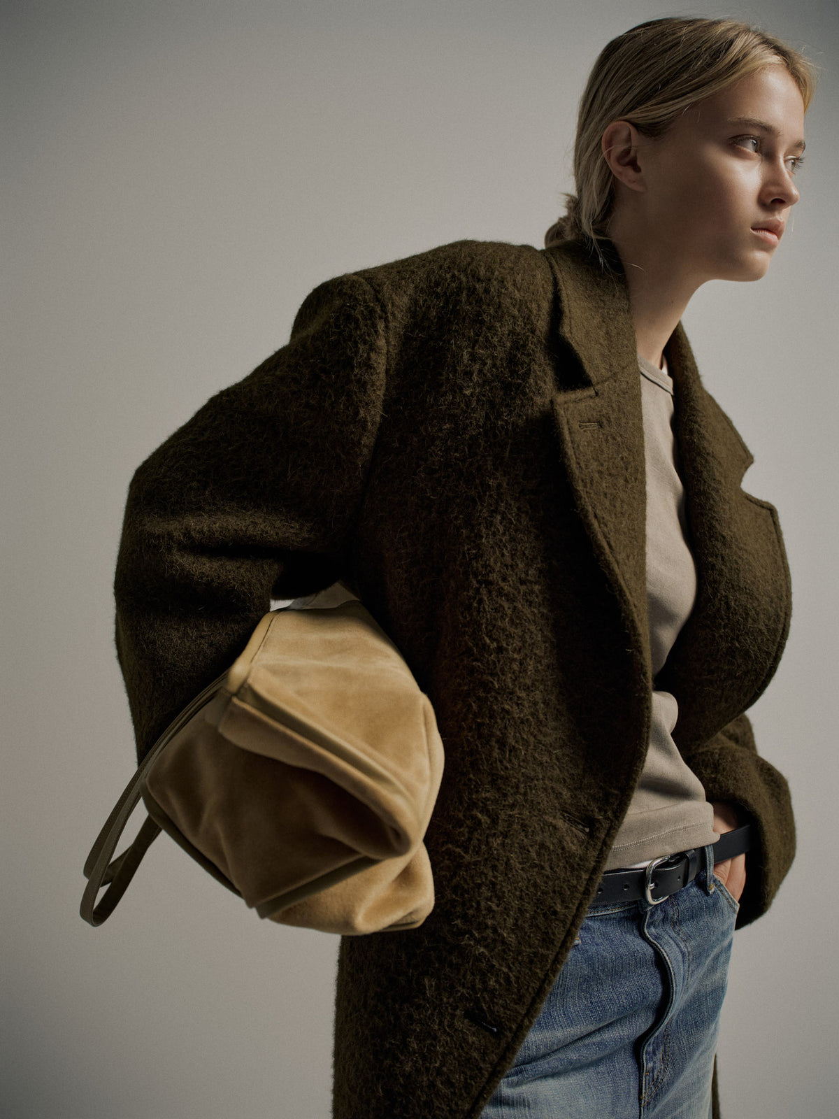 Lama Wool Single Coat_khaki