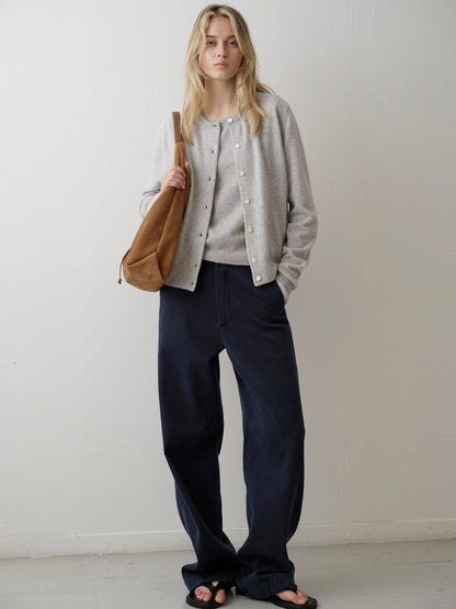 Washed Cotton Straight Pants_navy