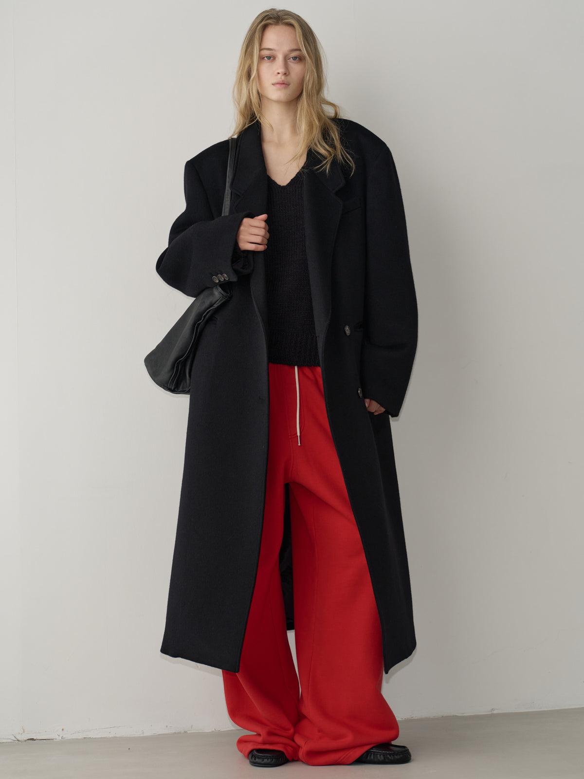 Cashmere Stand Collar Coat_black