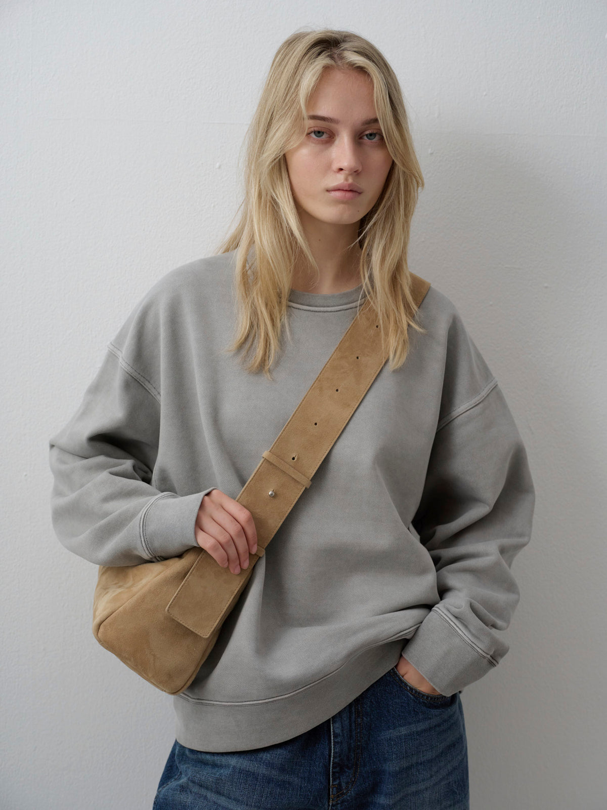 Oversized Fit Pigment Sweatshirt_grey