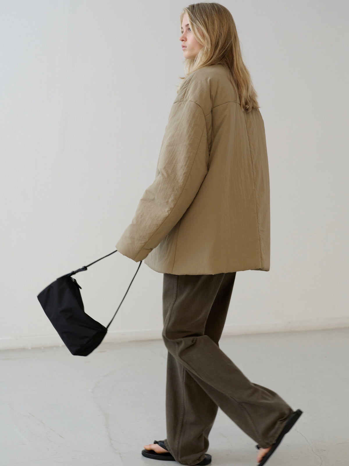 Padded Curved-Sleeve Blazer_mocha
