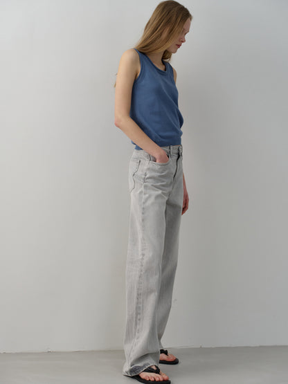 High-Waist Straight Jeans_light grey