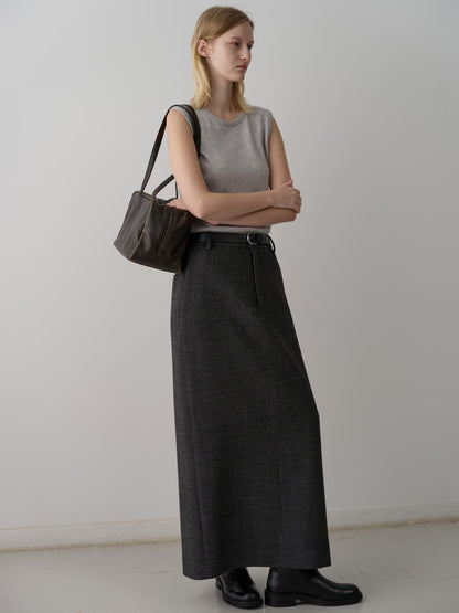 Wool Twill Maxi Skirt_Charcoal