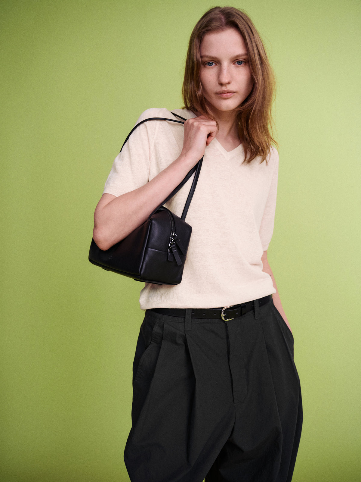 Vintage Cotton Two-Tuck Wide Pants_charcoal
